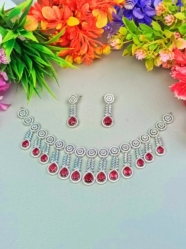 Silver Necklace and Earrings Set