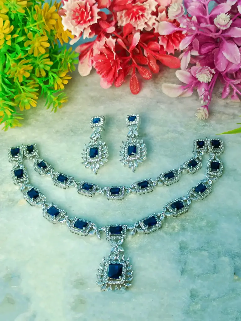 Blue Sapphire Necklace Set 