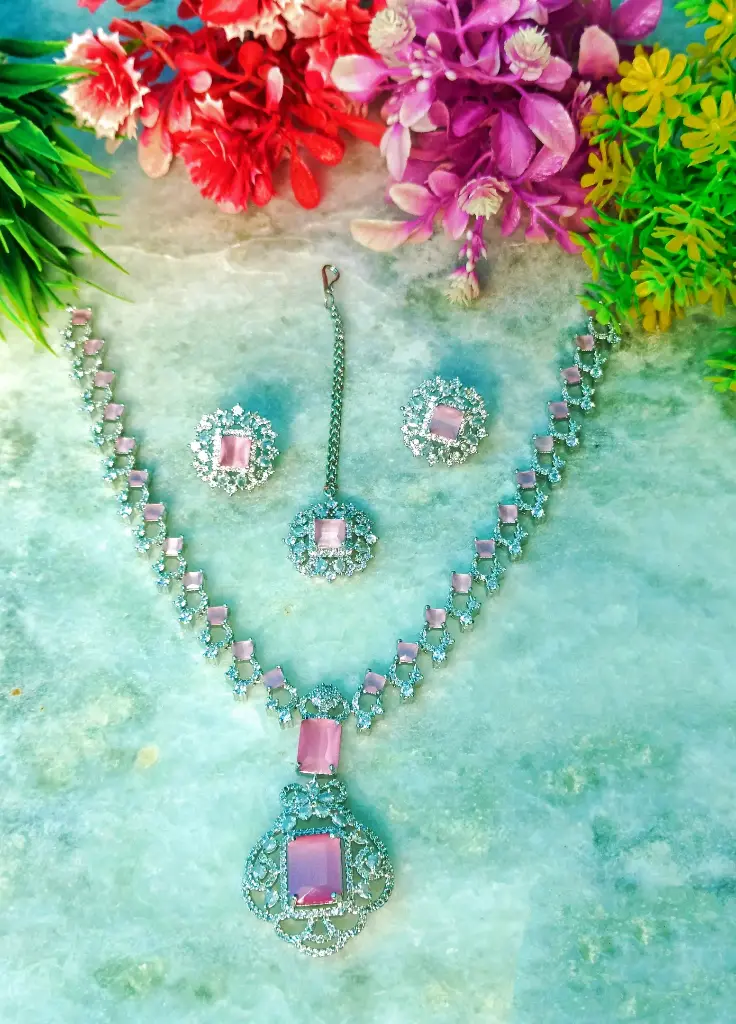 Nita Ambani Pink Stone Necklace Set