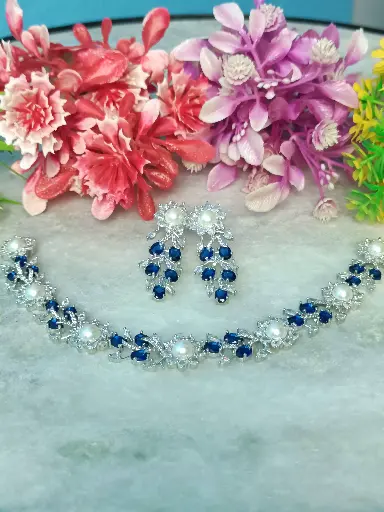 Blue Sapphire & Pearl Jewellery Set